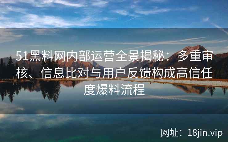 51黑料网内部运营全景揭秘：多重审核、信息比对与用户反馈构成高信任度爆料流程