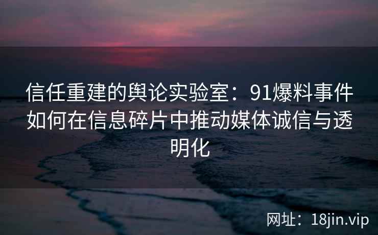 信任重建的舆论实验室：91爆料事件如何在信息碎片中推动媒体诚信与透明化
