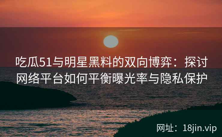 吃瓜51与明星黑料的双向博弈：探讨网络平台如何平衡曝光率与隐私保护